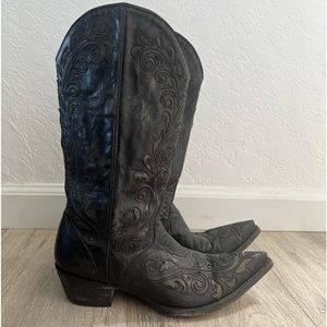 Old Gringo Black Filigree Leather Western Boots (size 7.5)